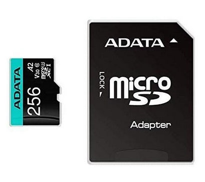 MEMORIA ADATA MICRO SDXC/SDHC UHS I 256GB CLASE 10 A2 100MB/85MB SEG V30 C/ADAPTADOR MEMORIA ADATA MICRO SDXC/SDHC UHS I 256GB CLASE 10 A2 100MB/85MB SEG V30 C/ADAPTADOR